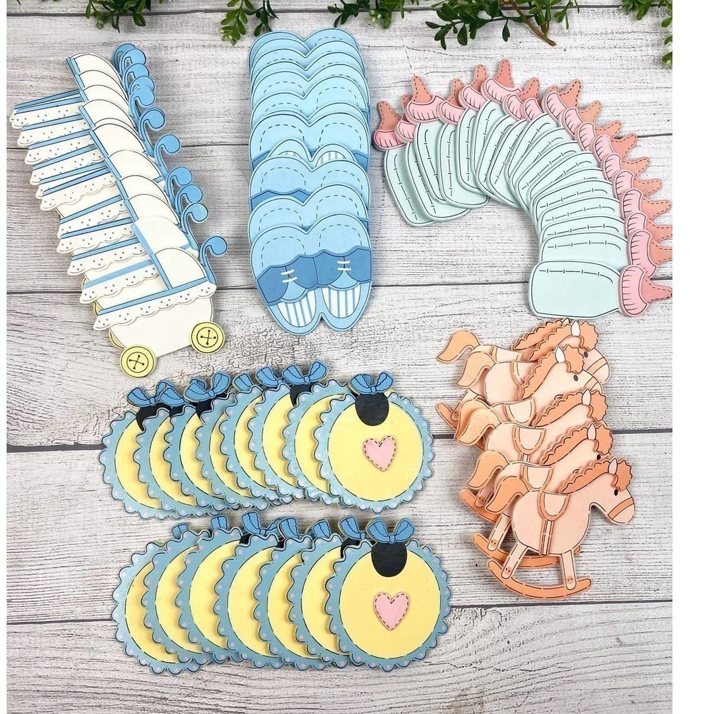 Baby Craft Project Pastel Baby Themed Wood Embellishments Set of 64